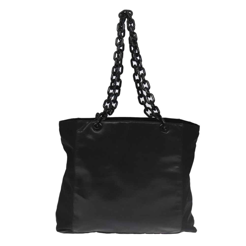 PRADA Chain Tote Bag Nylon Leather Black Auth - Picture 2 of 16